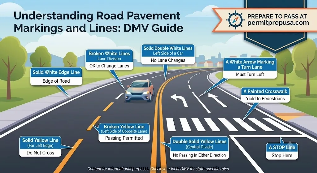 Understanding Road Pavement Markings and Lines: DMV Guide