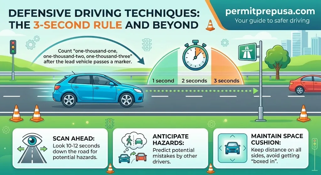 Defensive Driving Techniques: The 3-Second Rule and Beyond